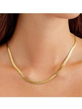 NEW Classic Herringbone Chain 18K Yellow Gold Plated 4mm